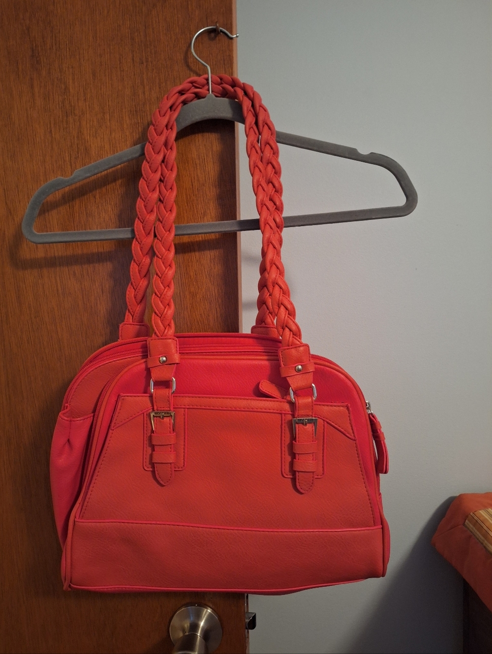 Rosetti Vintage Braided Handle Women's Shoulder Bag- Coral- Tons Of Space 10×14